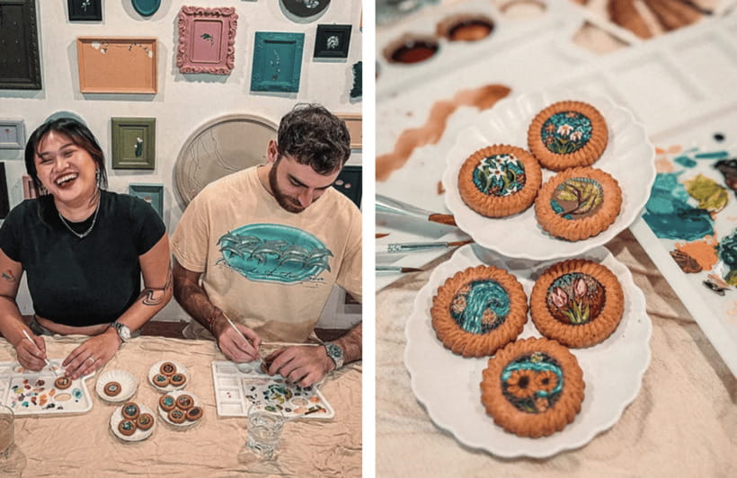 2-Hr Coffee and Biscuit Painting - Edible Paint - Finding White Canvas Studio in Upper Thomson