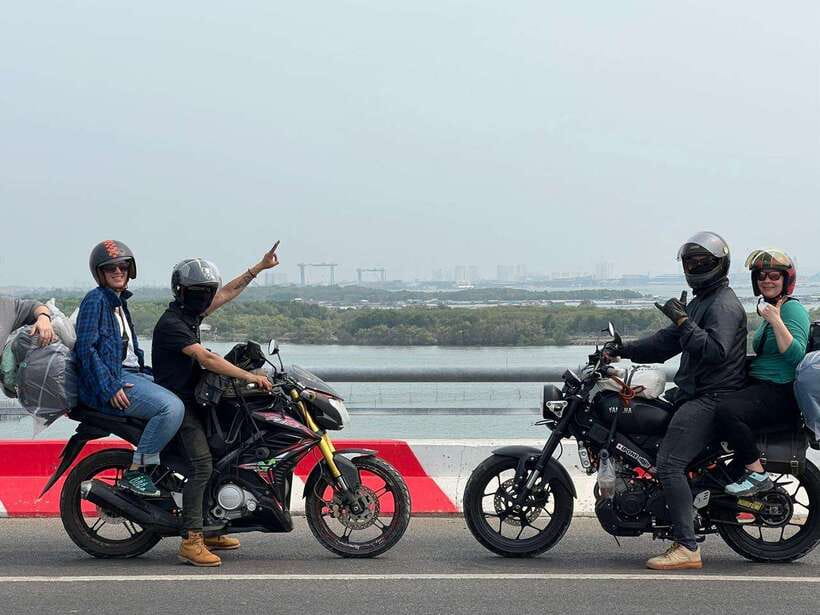 Dalat: MOTORBIKE TOUR TO PONGOUR FALLS- SILK- COFFEE FARM - Linh An Pagoda and its giant Buddha figures
