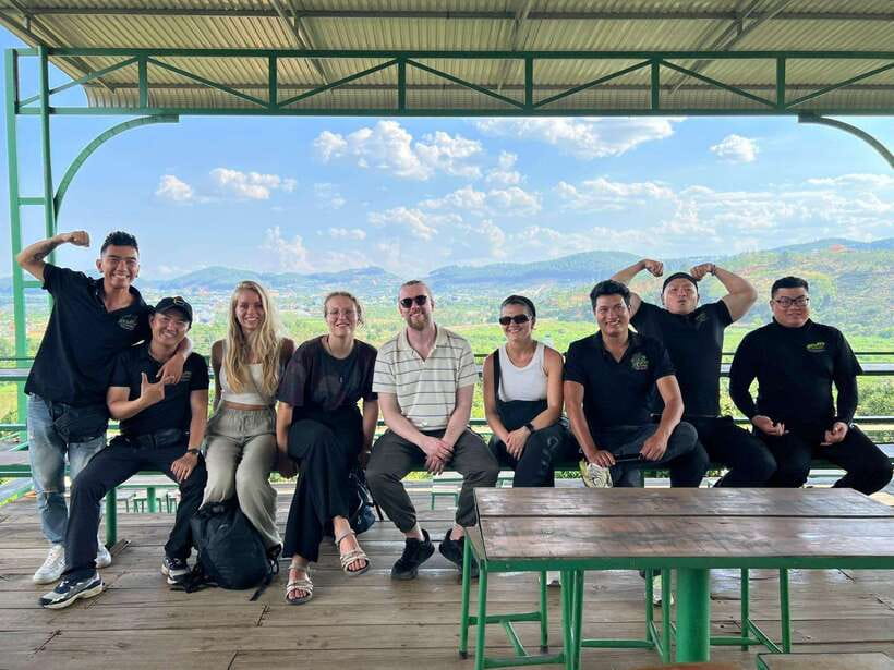 Dalat: MOTORBIKE TOUR TO PONGOUR FALLS- SILK- COFFEE FARM - Chicken Village and the giant sculpture